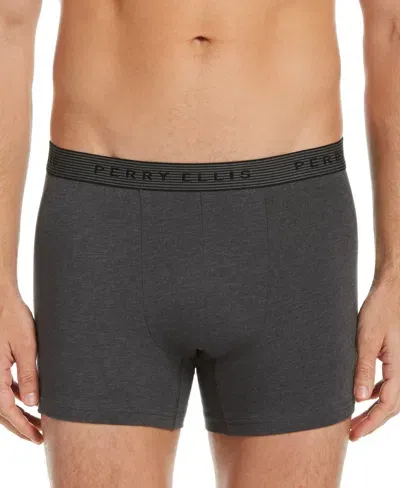 Perry Ellis Men's 4 Pack Stripe Boxer Brief Set In Charcoal,black