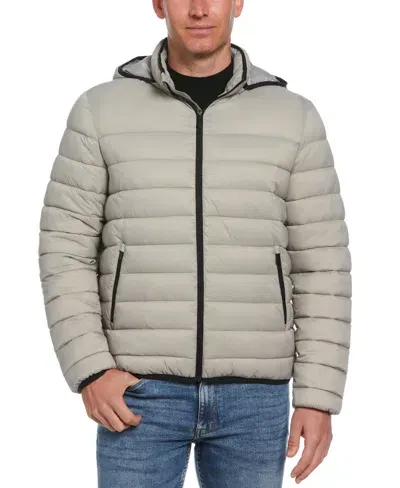 Perry Ellis Men's Lightweight Hooded Puffer Jacket In Paloma,gray