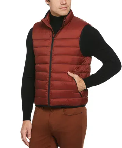 Perry Ellis Men's Lightweight Puffer Vest - Red In Fired Brick