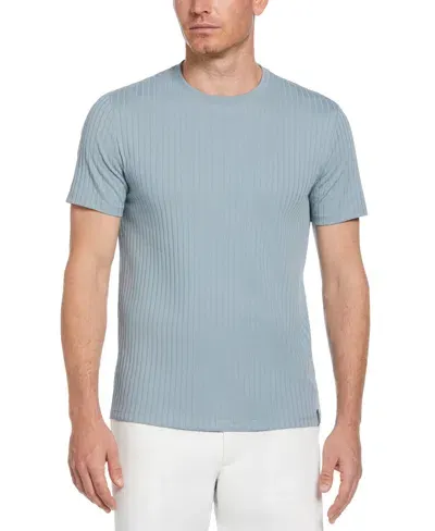 Perry Ellis Men's Rib Knit Crew Neck T-shirt In Citadel,gray