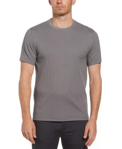 Perry Ellis Men's Rib Knit Crew Neck T-shirt In Quiet Shade,gray