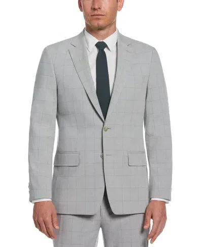 Perry Ellis Men's Slim Fit Checkered Suit Jacket In Light Grey,gray