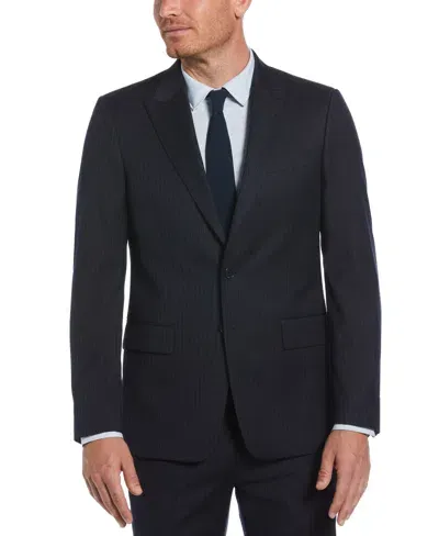 Perry Ellis Men's Slim Fit Pinstripe Peak Lapel Suit Jacket In Navy,grey,blue