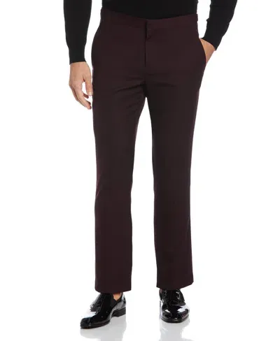 Perry Ellis Men's Slim Fit Stretch Textured Tuxedo Pant In Port,red