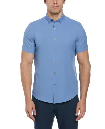 Perry Ellis Men's Slim Fit Total Stretch Solid Shirt In Riviera,blue