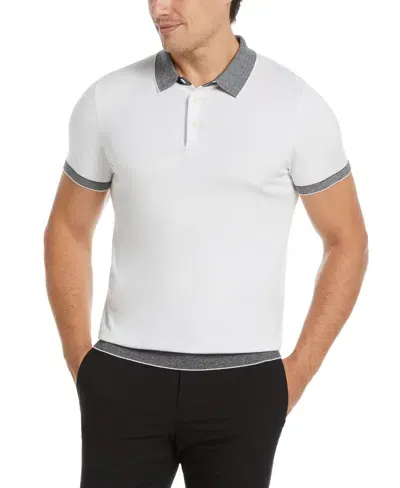 Perry Ellis Men's Tech Knit Contrast Sweater Polo In Bright White