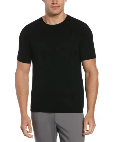 Perry Ellis Men's Short Sleeve Solid Crewneck Sweater In Black