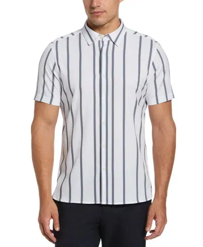 Perry Ellis Men's Total Stretch Slim Fit Vertical Stripe Shirt In Bright White