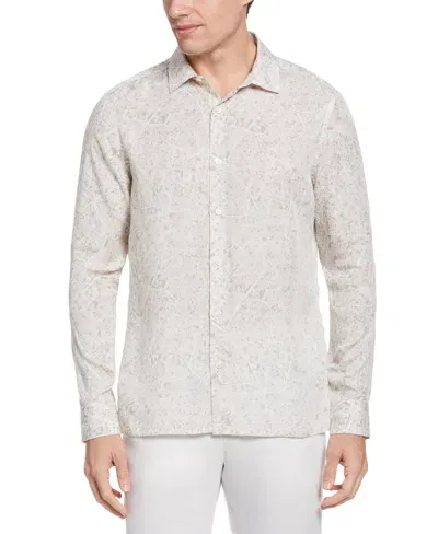 Perry Ellis Men's Untucked Road Map Print Shirt - White In Lunar Rock,gray