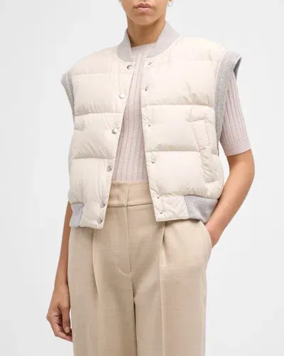 Peserico Chain-trim Puffer Vest In Pearl Beige