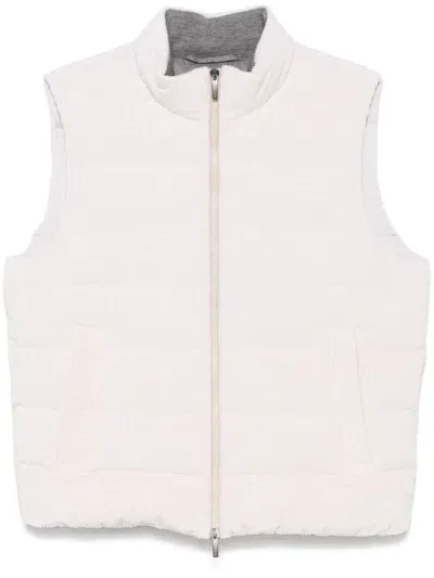 Peserico Corduroy Gilet In Nude