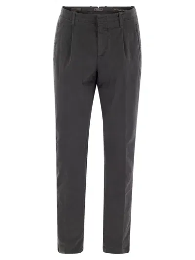 Peserico Cotton Trousers With Darts In Grey