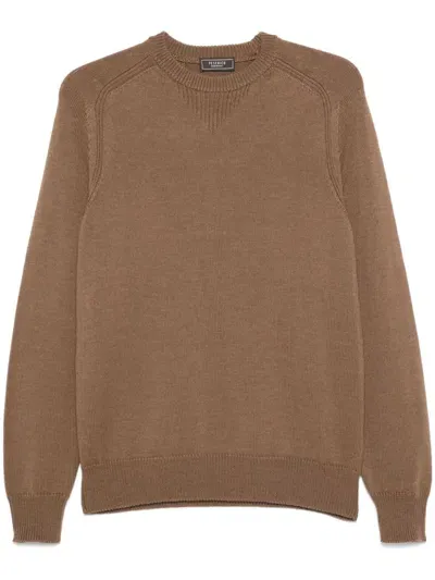 Peserico Crew-neck Sweater In Brown