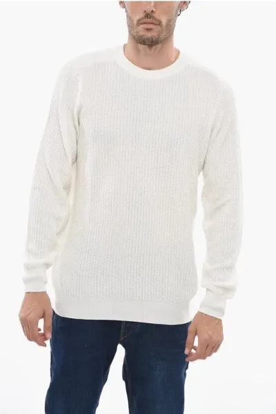 Peserico Crewneck Knitted Cotton Pullover In Barley