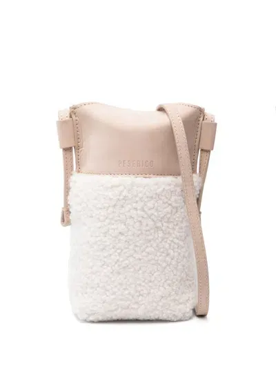 Peserico Faux-shearling Cross Body Bag In Neutrals