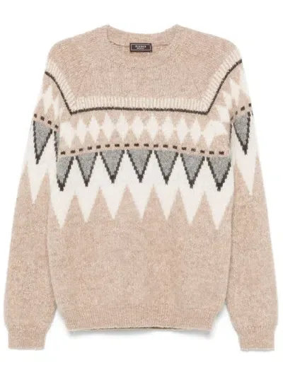 Peserico Jacquard-patterned Sweater In Beige