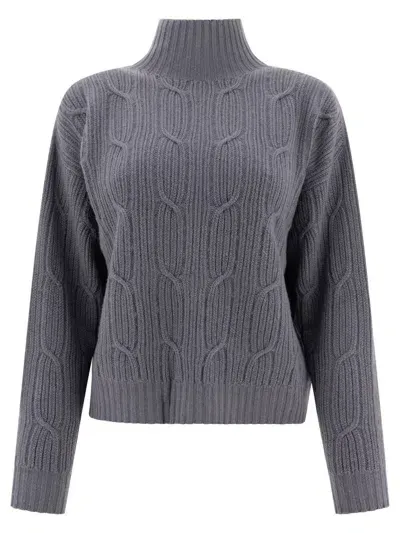 Peserico Lamé Cable-knit Sweater Knitwear Grey