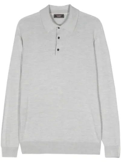 Peserico Mélange Longsleeved Polo Shirt In White