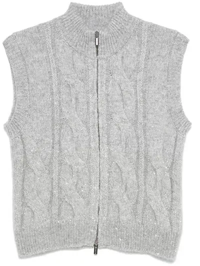 Peserico Micro-sequins Vest In Grey