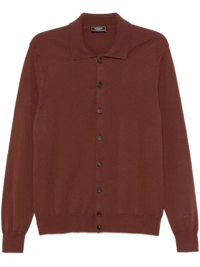 Peserico Polo Collar Cardigan In Brown