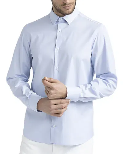 Peserico Poplin Button Front Shirt In Pure Ice