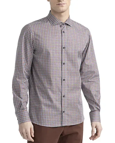 Peserico Printed Twill Button Front Shirt In Mahogany