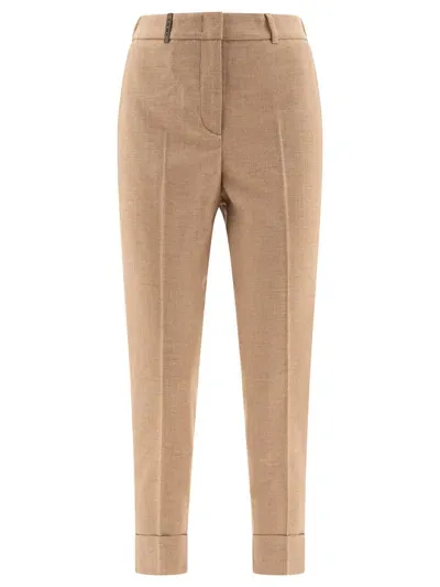 Peserico Wool Trousers With Punto Luce In Beige