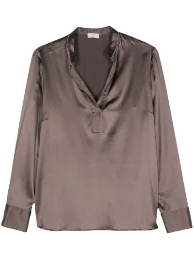 Peserico Punto Luce-chain Blouse In Brown