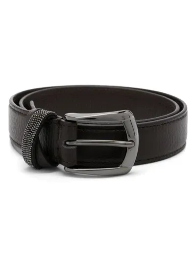 Peserico Punto Luce-trim Leather Belt In Brown