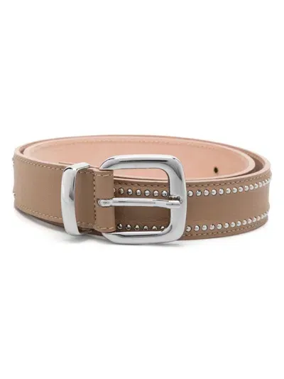 Peserico Punto Luce-trim Leather Belt In Neutrals