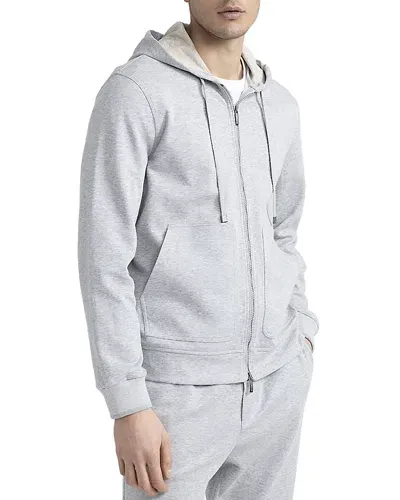 Peserico Relaxed Fit Zip Front Hoodie In Granite