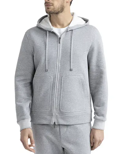 Peserico Relaxed Fit Zip Front Hoodie In Gray