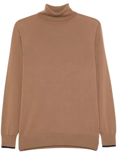 Peserico Roll-neck Sweater In Brown