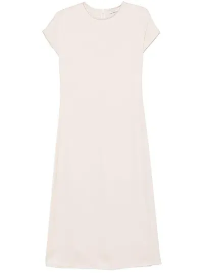 Peserico Satin Midi Dress In Neutrals