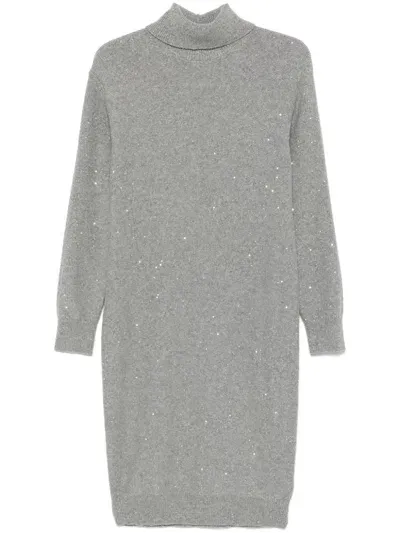 Peserico Sequinned Midi Dress In Grey