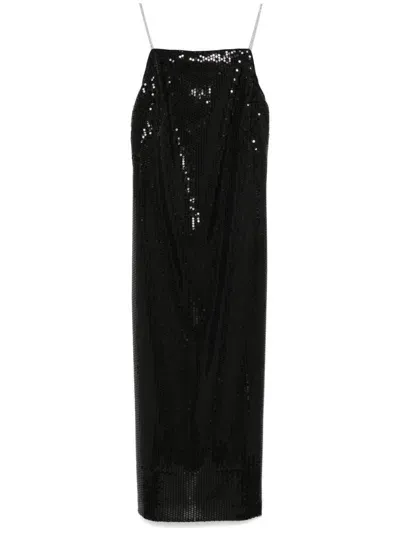 Peserico Sequinned Twill Midi Dress In Black