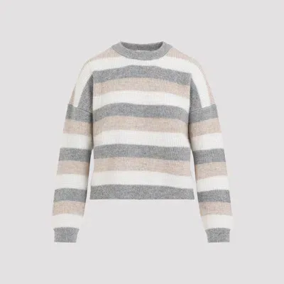 Peserico Striped Sweater In Grey