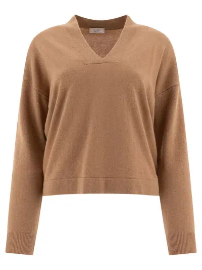 Peserico Sweater With Lurex Details In Beige