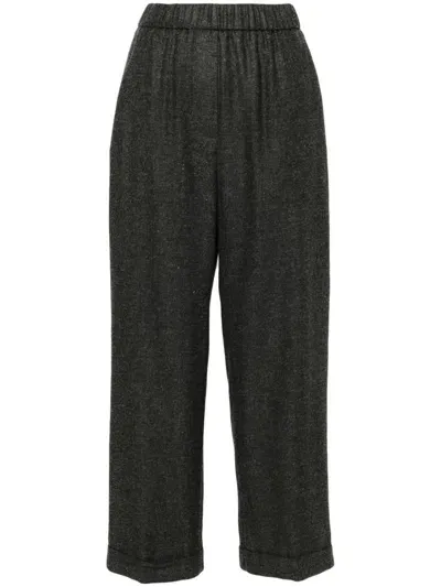 Peserico Turn-up Straight-leg Trousers In Black