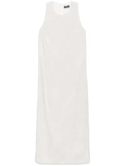 Peserico Velvet Sleeveless Maxi Dress In White