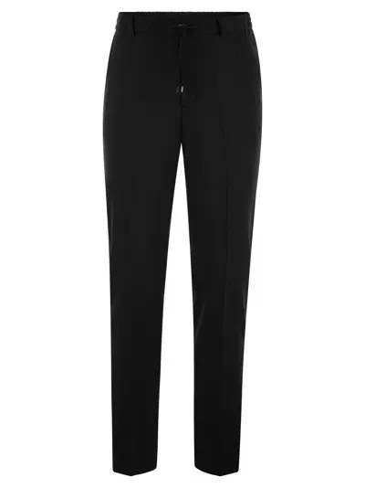 Peserico Wool-blend Flannel Trousers In Black