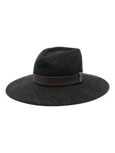 Peserico Wool Felted Fedora Hat In Grey