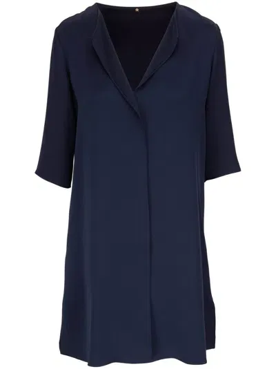 Peter Cohen V-neck Silk Dress In Blue