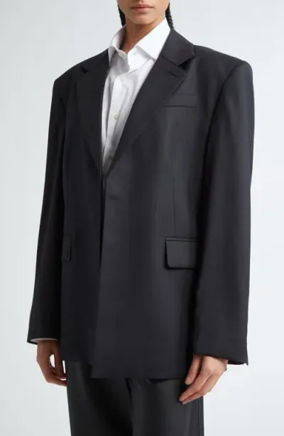 Peter Do Classic Boxy Stretch Wool Blazer In Black