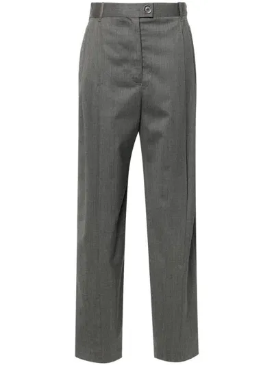 Peter Do Front Slit Trousers In Grey