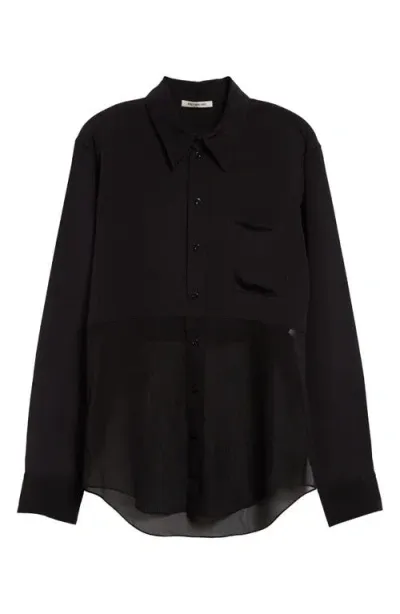 Peter Do Mixed Media Button-up Shirt In Black/black