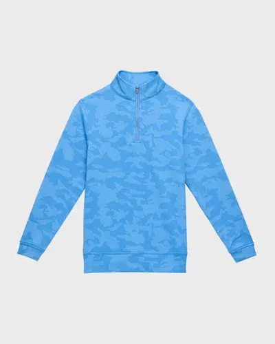 Peter Millar Boys' Perth Youth Camo Performance Quarter Zip Sweater - Big Kid In Liberty Blue