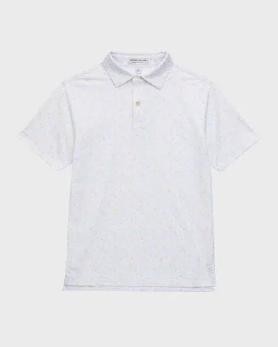 Peter Millar Kids' Boy's Sandtrapped Performance Jersey Polo Shirt In White