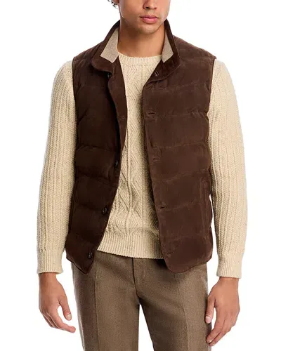 Peter Millar Cordova Suede Vest In Chocolate