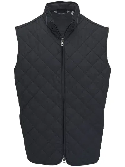 Peter Millar Diamond-quilted Gilet In Black